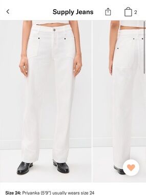 Still Here "Supply Jeans” in Milk. Size 24.